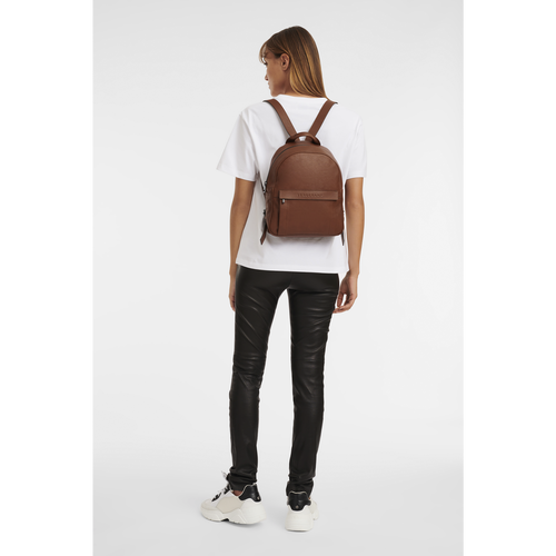 Longchamp 3D Leather Women's Backpacks Brown | 216-WCIRHZ