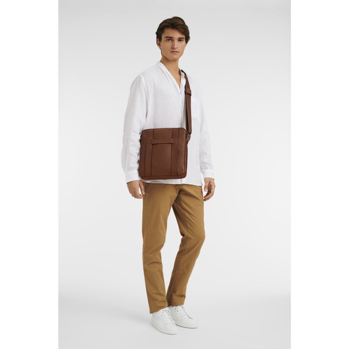 Longchamp 3D M Leather Men's Crossbody Bags Brown | 351-EAJUQW