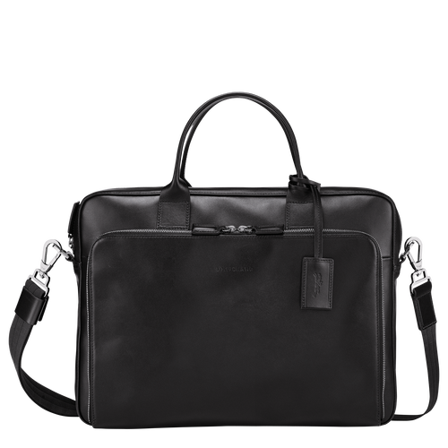 Longchamp Baxi M Leather Men\'s Briefcase Black | 437-EPHJCA