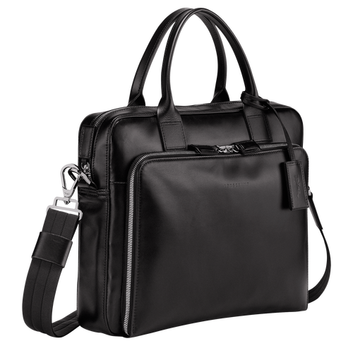 Longchamp Baxi S Leather Men's Briefcase Black | 795-OBTUMV