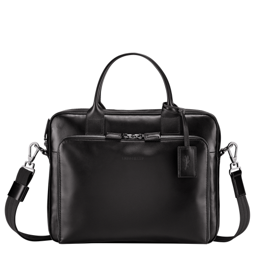 Longchamp Baxi S Leather Men\'s Briefcase Black | 795-OBTUMV