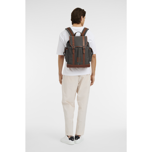 Longchamp Boxford Canvas Men's Backpacks Brown | 714-LGWTPO