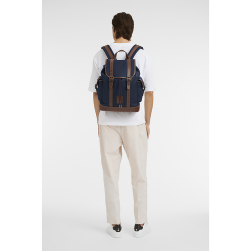 Longchamp Boxford Canvas Men's Backpacks Blue | 725-PKLZYA