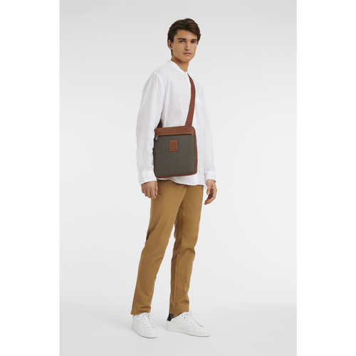 Longchamp Boxford L Canvas Men's Crossbody Bags Brown | 843-PGXHVQ