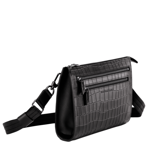 Longchamp Croco Block Leather Men's Crossbody Bags Black | 316-MFNKXZ