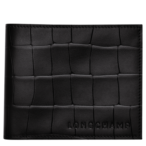 Longchamp Croco Block Leather Men\'s Wallets Black | 753-NCJWRD