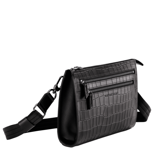 Longchamp Croco Block Leather Women's Crossbody Bags Black | 083-GXENZO