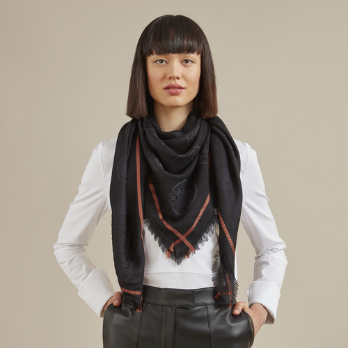 Longchamp Fall-Winter 2022 Collection Cotton Women's Stoles Black | 097-YCJVRS