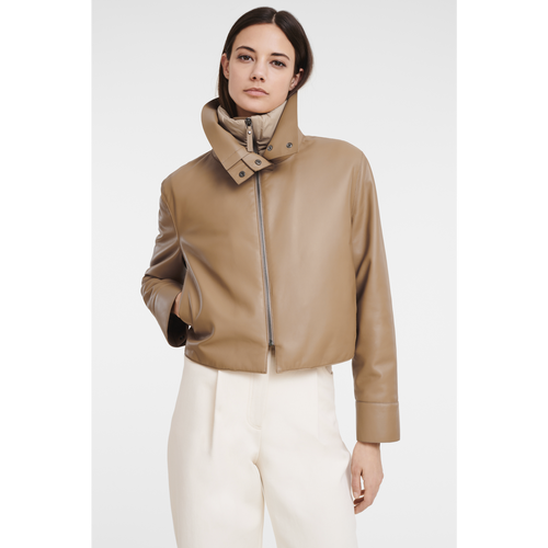 Longchamp Fall-Winter 2022 Collection Leather Women's Jackets Beige | 208-OTRJWV