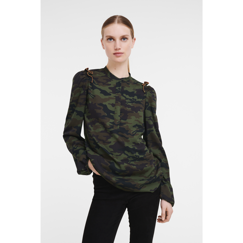 Longchamp Fall-Winter 2022 Collection Synthetic Fibres Women's Blouse Green | 653-DLGMYS