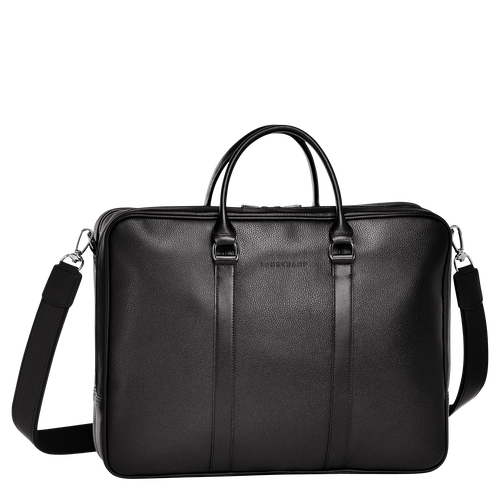 Longchamp Le Foulonné L Leather Men\'s Briefcase Black | 014-SRTKPY