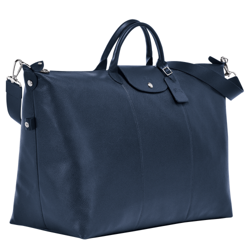 Longchamp Le Foulonné L Leather Men's Travel Bags Blue | 906-RQDOVF