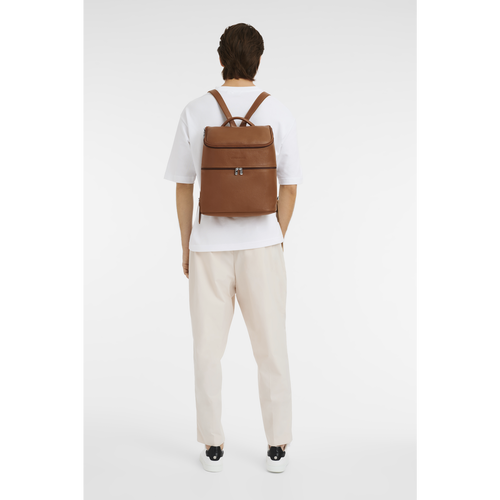 Longchamp Le Foulonné Leather Men's Backpacks Brown | 215-UYMKOI