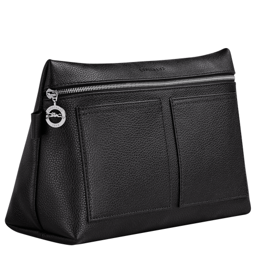 Longchamp Le Foulonné Leather Men's Toiletry Bags Black | 139-URIXZA