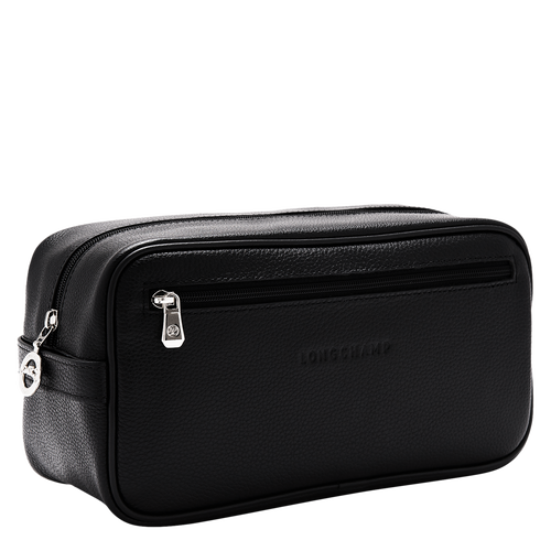 Longchamp Le Foulonné Leather Men's Toiletry Bags Black | 253-QGMJLZ