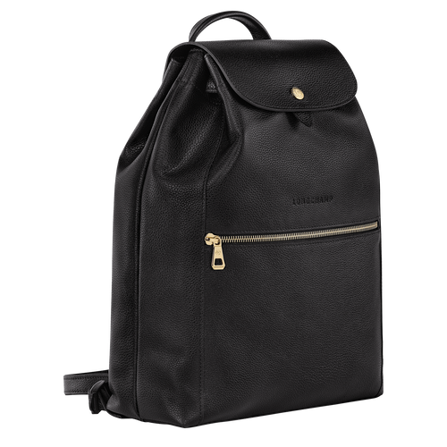 Longchamp Le Foulonné Leather Women's Backpacks Black | 280-PVKLDE