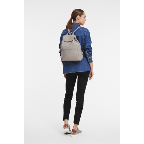 Longchamp Le Foulonné Leather Women's Backpacks Grey | 675-RWFLJV