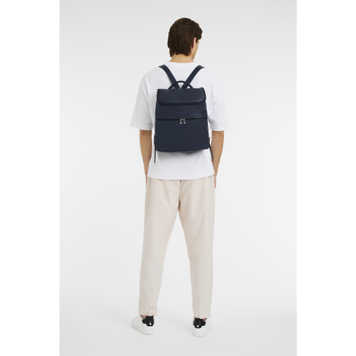 Longchamp Le Foulonné Leather Women's Backpacks Blue | 946-WMDNUV