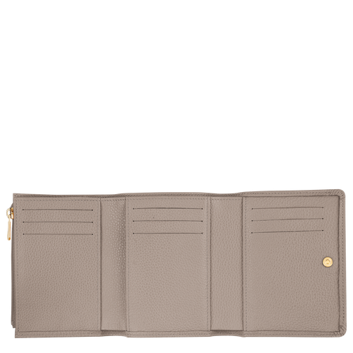 Longchamp Le Foulonné Leather Women's Compact Wallets Grey | 210-AVFSBY