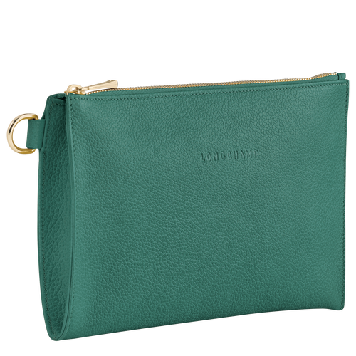 Longchamp Le Foulonné Leather Women's Pouches Green | 503-QZKBGR