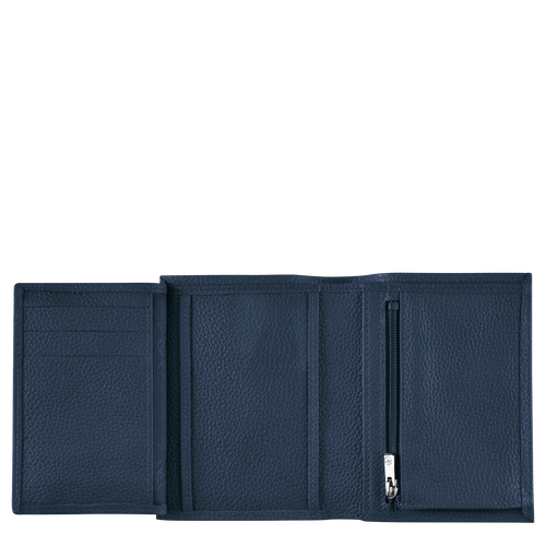 Longchamp Le Foulonné Leather Women's Wallets Blue | 625-NVCXTU