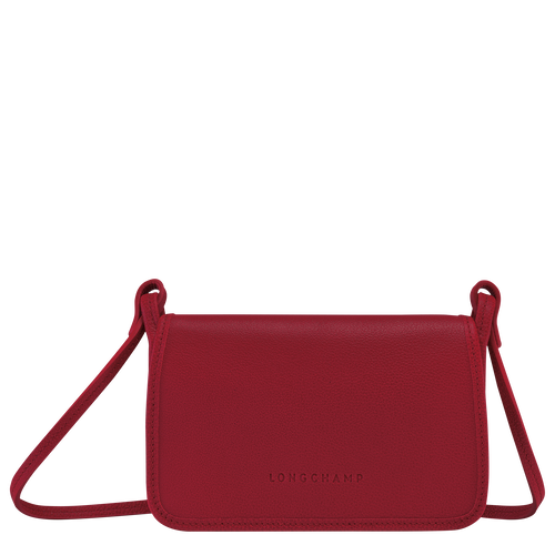 Longchamp Le Foulonné Leather Women\'s Wallets On Chain Red | 892-RZDLYT