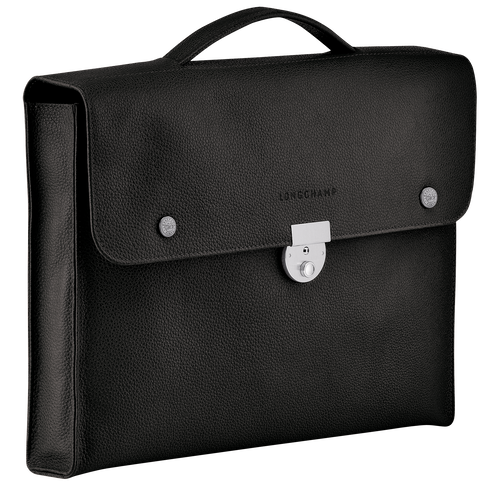 Longchamp Le Foulonné S Leather Men's Briefcase Black | 093-FORGIH