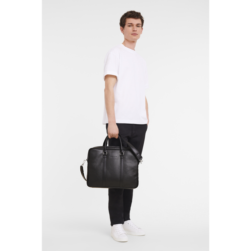 Longchamp Le Foulonné S Leather Men's Briefcase Black | 403-MDUXVP