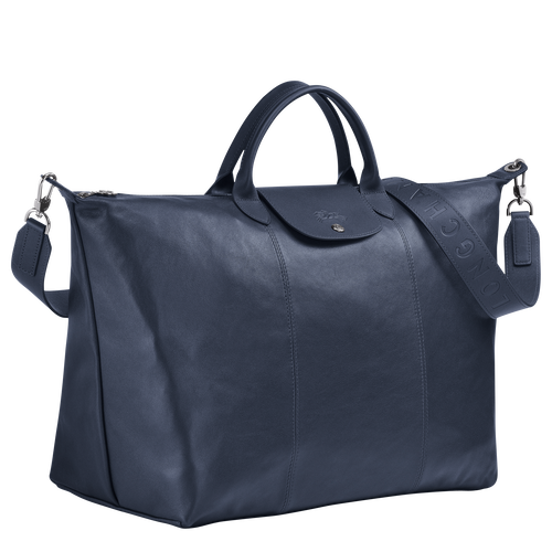 Longchamp Le Pliage Cuir L Leather Women's Travel Bags Blue | 175-NGPVKA