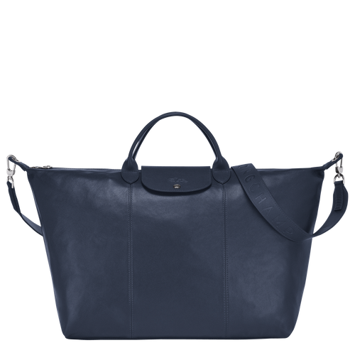 Longchamp Le Pliage Cuir L Leather Women\'s Travel Bags Blue | 175-NGPVKA