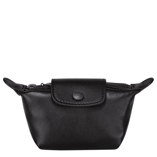 Longchamp Le Pliage Cuir Leather Women\'s Coin Purses Black | 012-PTYKQB