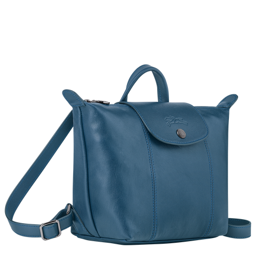 Longchamp Le Pliage Cuir Leather Women's Backpacks Blue | 107-ALEXKM