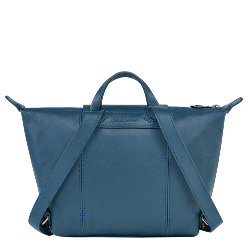 Longchamp Le Pliage Cuir Leather Women's Backpacks Blue | 107-ALEXKM