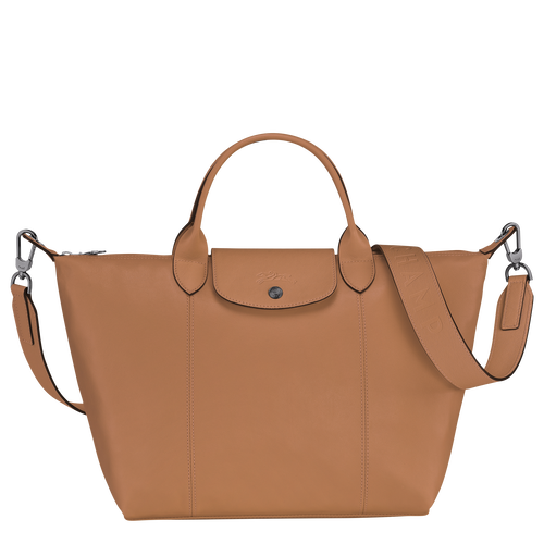 Longchamp Le Pliage Cuir M Leather Men\'s Handbag Beige | 021-XEPYFM