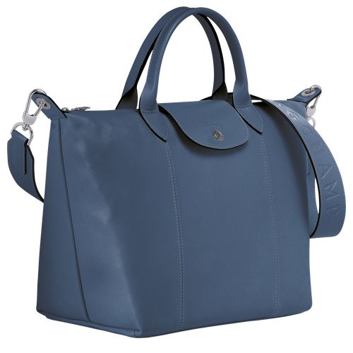 Longchamp Le Pliage Cuir M Leather Men's Handbag Blue | 426-AKCPXZ