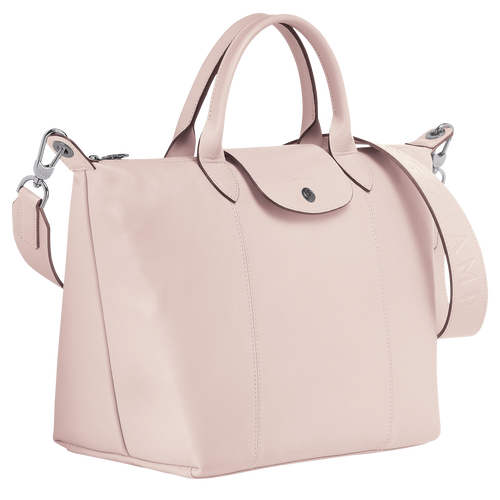 Longchamp Le Pliage Cuir M Leather Women's Top-handle Bags Pink | 205-YWCZPT