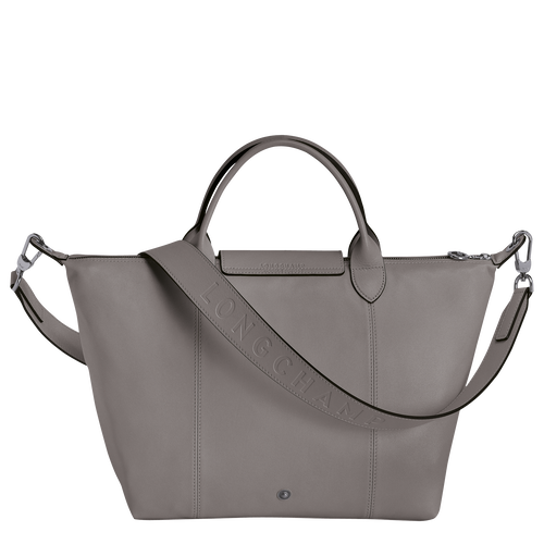 Longchamp Le Pliage Cuir M Leather Women's Top-handle Bags Grey | 920-UNVMKF