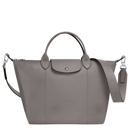 Longchamp Le Pliage Cuir M Leather Women\'s Top-handle Bags Grey | 920-UNVMKF