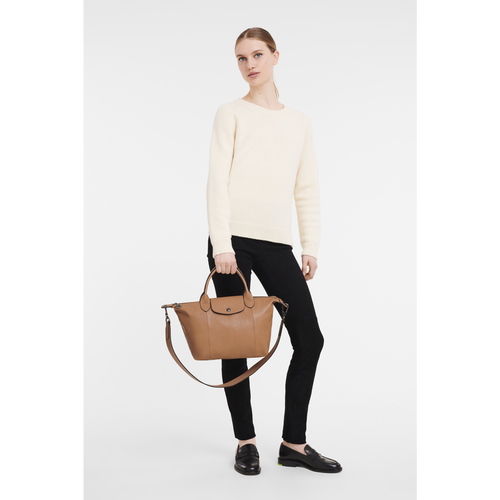 Longchamp Le Pliage Cuir S Leather Women's Top-handle Bags Beige | 748-OFKBRX