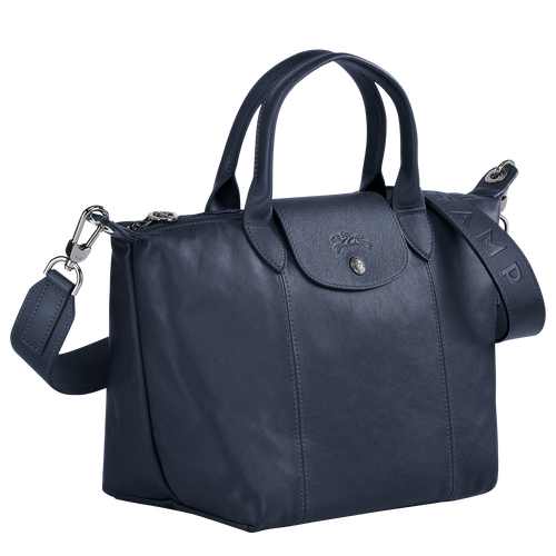 Longchamp Le Pliage Cuir S Leather Women's Top-handle Bags Blue | 850-RXJSMD