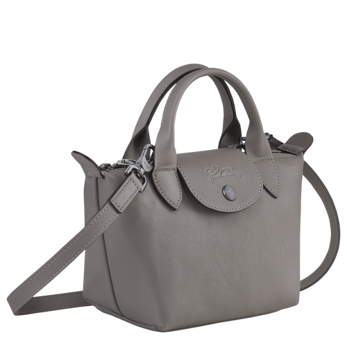 Longchamp Le Pliage Cuir XS Leather Women's Top-handle Bags Grey | 359-STKIUC