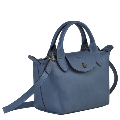 Longchamp Le Pliage Cuir XS Leather Women's Top-handle Bags Blue | 672-QNJEIL