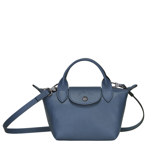 Longchamp Le Pliage Cuir XS Leather Women\'s Top-handle Bags Blue | 672-QNJEIL