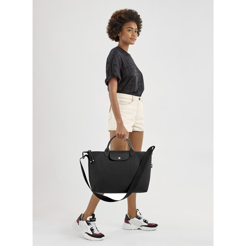 Longchamp Le Pliage Energy L Canvas, Recycled canvas Women's Top-handle Bags Black | 254-WRMOAF