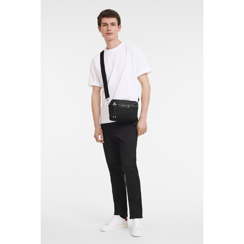 Longchamp Le Pliage Energy S Canvas, Recycled canvas Men's Crossbody Bags Black | 362-RTVLBG