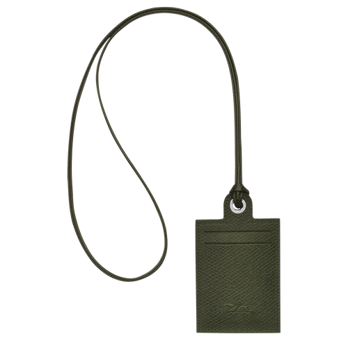 Longchamp Le Pliage Green Leather with necklace Men's Cardholders Green | 412-KNQLAZ