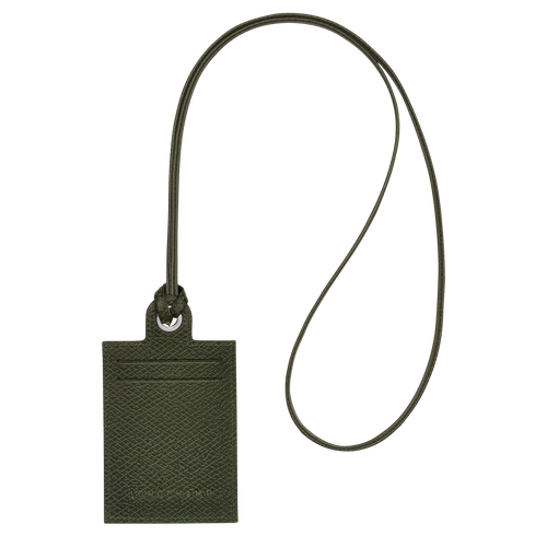 Longchamp Le Pliage Green Leather with necklace Men\'s Cardholders Green | 412-KNQLAZ