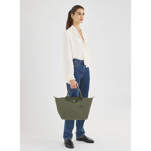 Longchamp Le Pliage Green M Canvas, Recycled canvas Women's Top-handle Bags Green | 702-MBNQZI