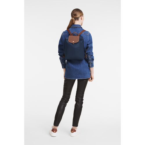 Longchamp Le Pliage Original Canvas, Recycled canvas Women's Backpacks Blue | 053-XFDHKC