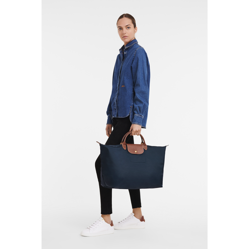 Longchamp Le Pliage Original L Canvas, Recycled canvas Men's Travel Bags Blue | 092-YELJAD